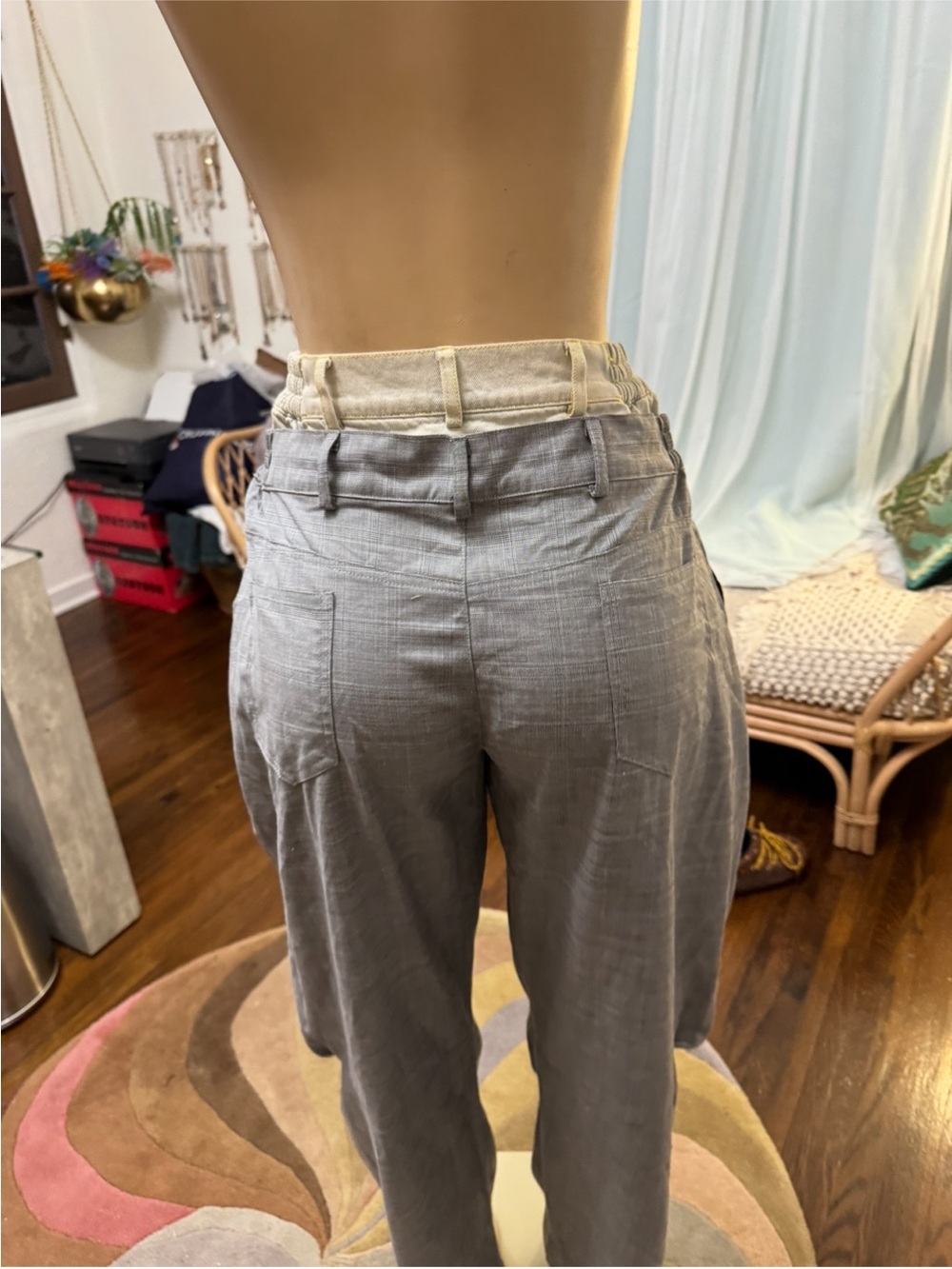 Grey pleated trousers with double waistband styling NWOT size S - Picture 6 of 9